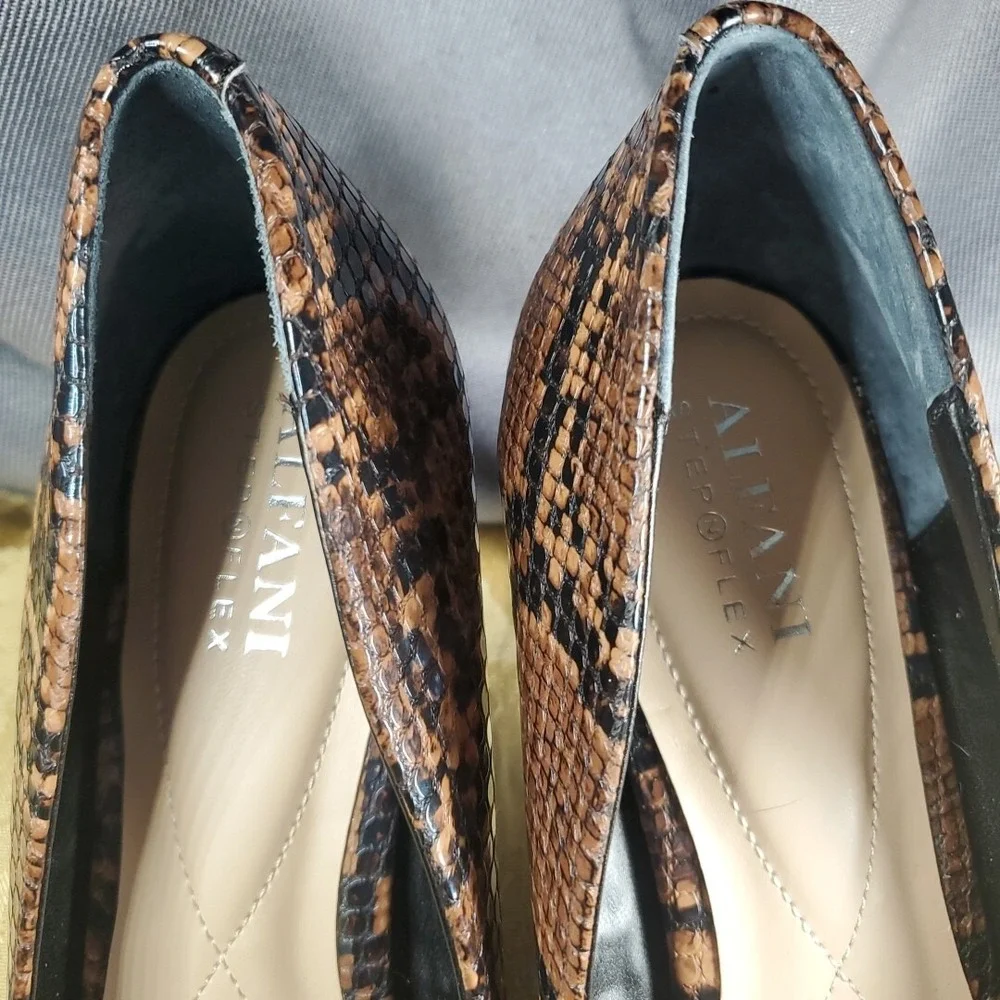 Alfani 8.5M Step N Flex Pumps Womens Brown Snakeskin Pointed Toe Office Wear‎